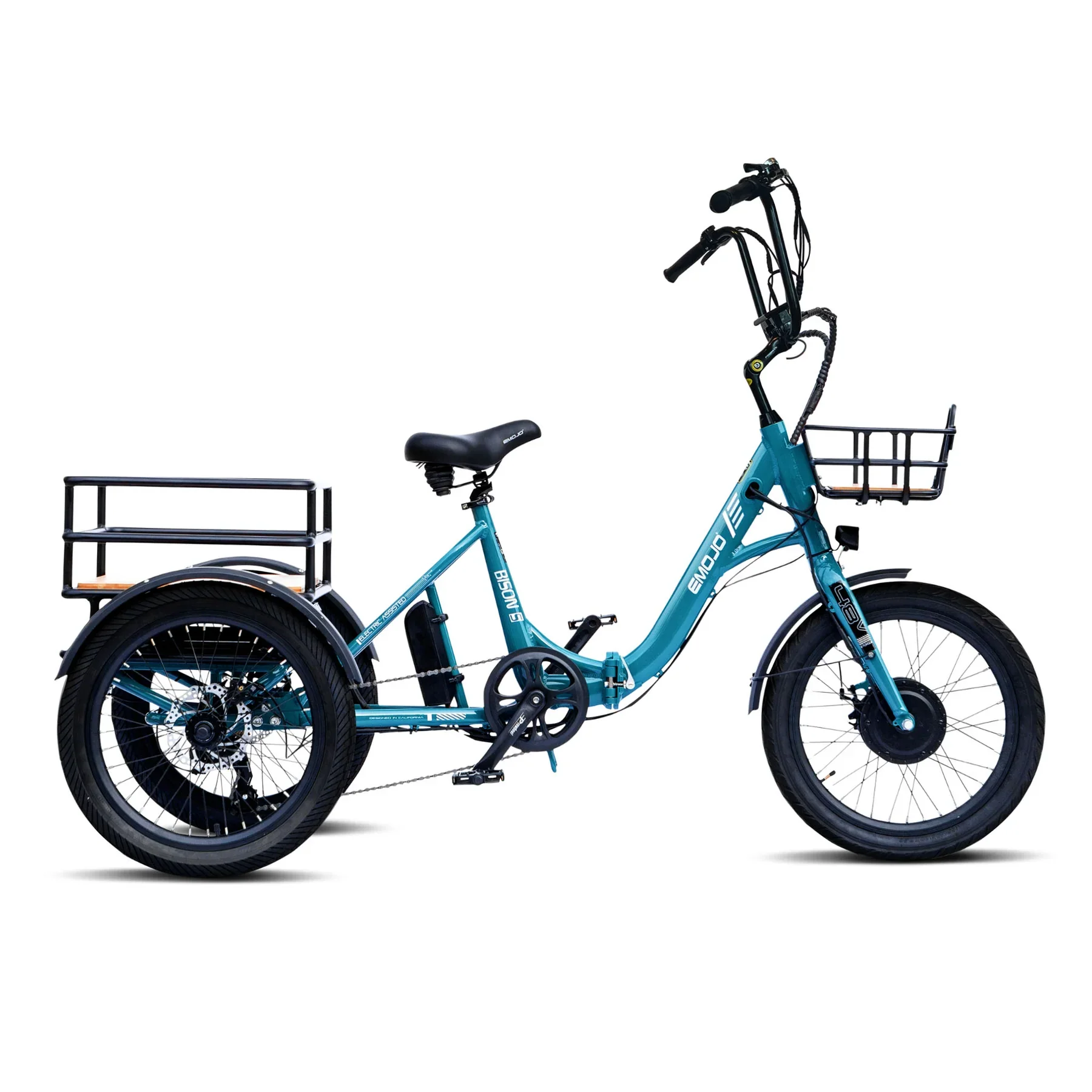 Buy Emojo Bison S Folding Electric Trike - Emojo Bison S Folding Fat Tire Electric Trike with Rear Basket