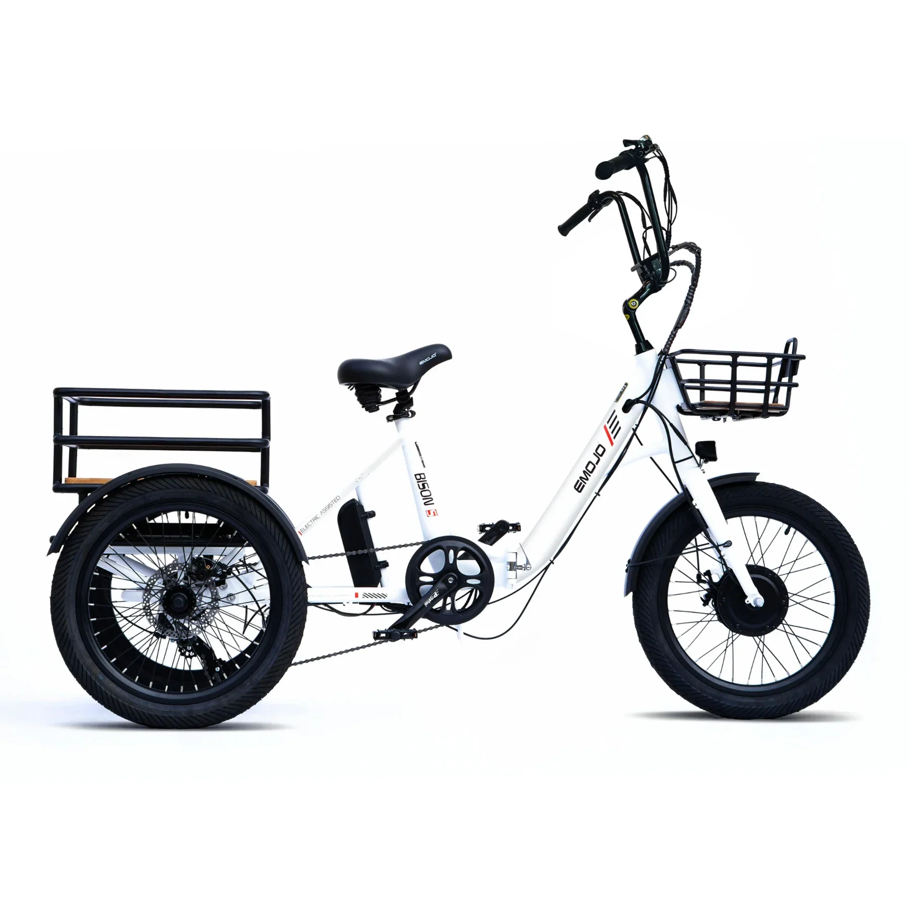 Emojo Bison S Folding Fat Tire Electric Trike with Rear Basket - Image 4