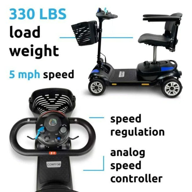 ComfyGo Z-4 Compact 4-Wheel Mobility Scooter 250W, Quick Detach - Image 3