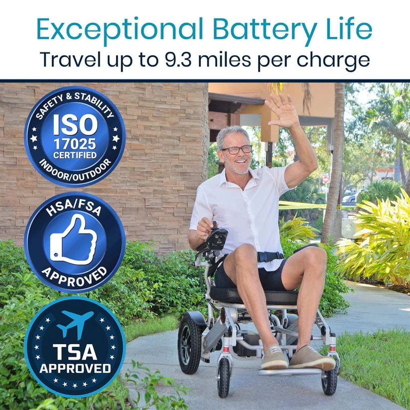 Vive Foldable Electric Wheelchair Dual 250W, 12 Mile Range - Image 5