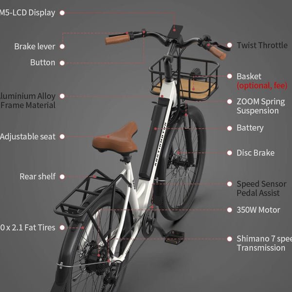 Aostirmotor G350 Commuter 350W 36V Cruiser Electric Bicycle