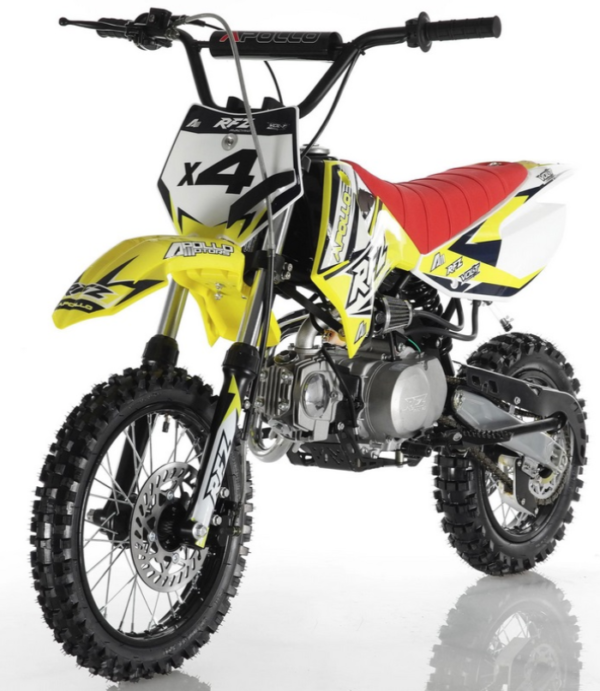Apollo 110cc RFZ X4 Dirt Bike, 4-Speed Semi-Automatic, 14/12 inch Wheels, Ages 8 and up - Black
