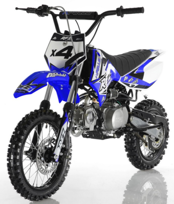 Apollo 110cc RFZ X4 Dirt Bike, 4-Speed Semi-Automatic, 14/12 inch Wheels, Ages 8 and up - Black