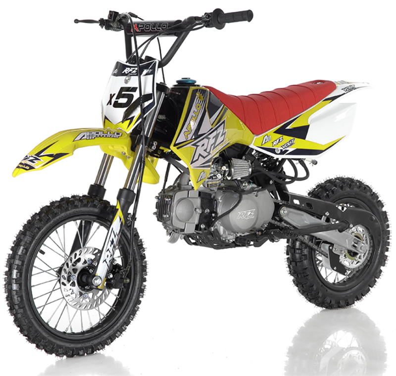 Apollo 125cc X5 Dirt Bike, 4-Speed Manual, 14/12 inch Wheels, Age 8 and up - Blue