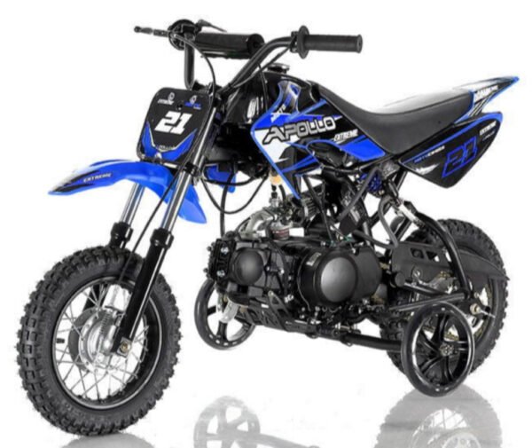 Apollo DB21 70cc Kids Dirt Bike, Semi-Auto, 10/10 inch Wheels, Training Wheels Included, Ages 6 and up - Red