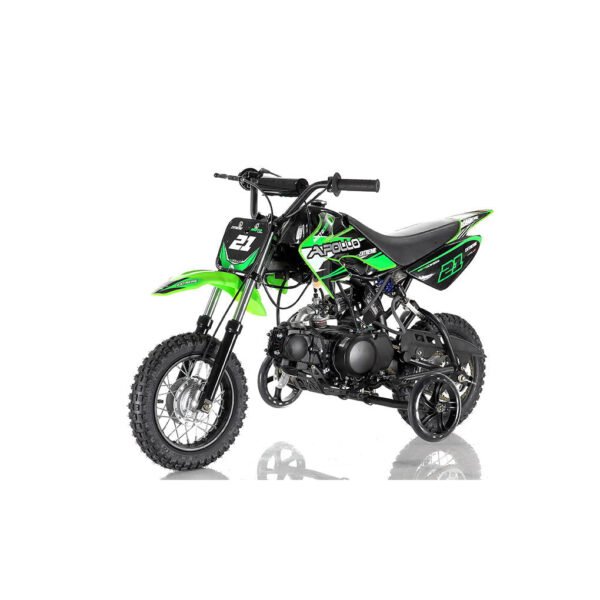 Apollo DB21 70cc Kids Dirt Bike, Semi-Auto, 10/10 inch Wheels, Training Wheels Included, Ages 6 and up - Red