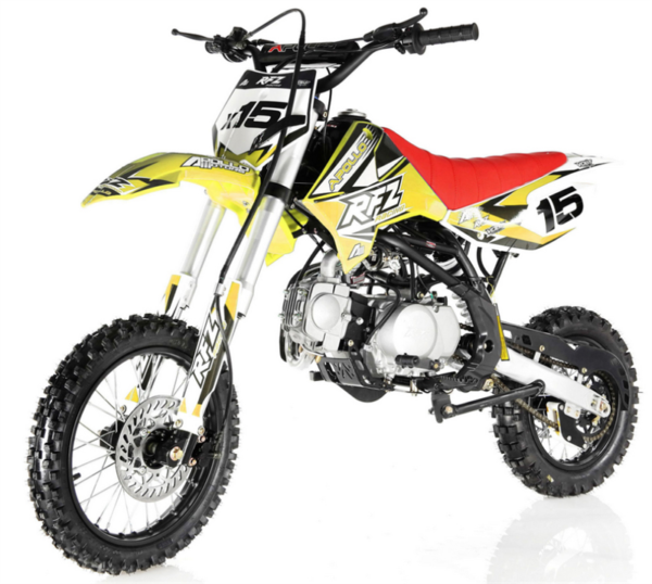 Apollo RFZ X15 125cc Dirt Bike, 4-Speed Manual, 14/12 inch Wheels, Upgraded Frame, Ages 12 and up - Black