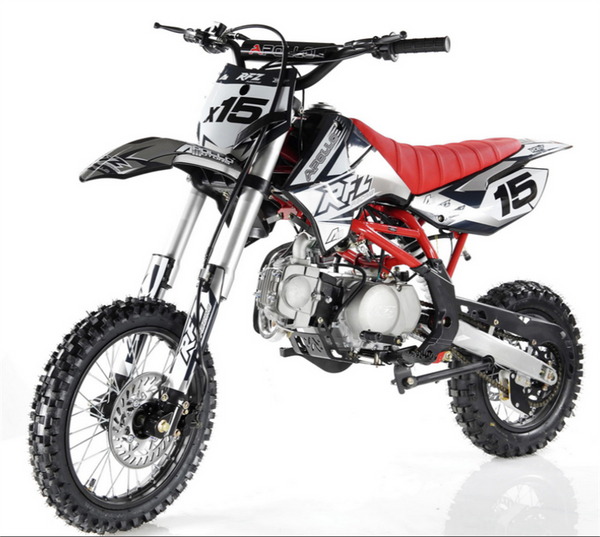 Apollo RFZ X15 125cc Dirt Bike, 4-Speed Manual, 14/12 inch Wheels, Upgraded Frame, Ages 12 and up - Black