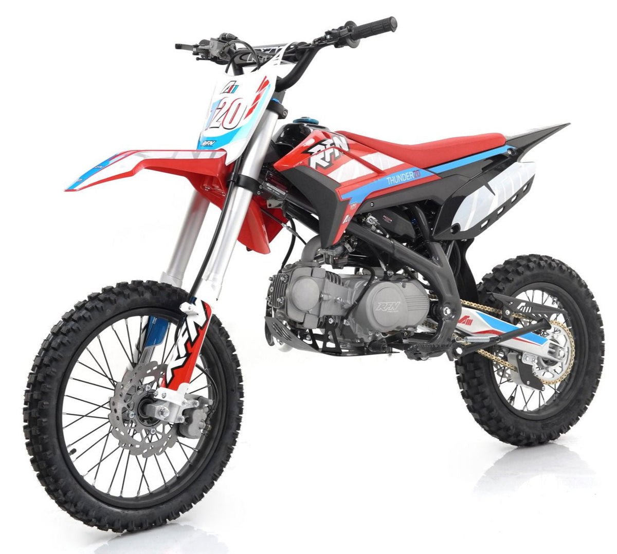 Apollo Thunder T20 125cc Dirt Bike, 4-Speed Manual, 17/14 inch Wheels, Ages 12 and up - Red