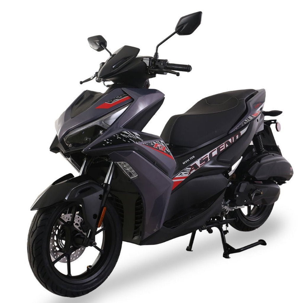 Ascend F3 150cc Street Scooter, Automatic Shifting, Hydraulic Disc Brakes, 14 inch Aluminum Wheels, Digital Speedometers - White