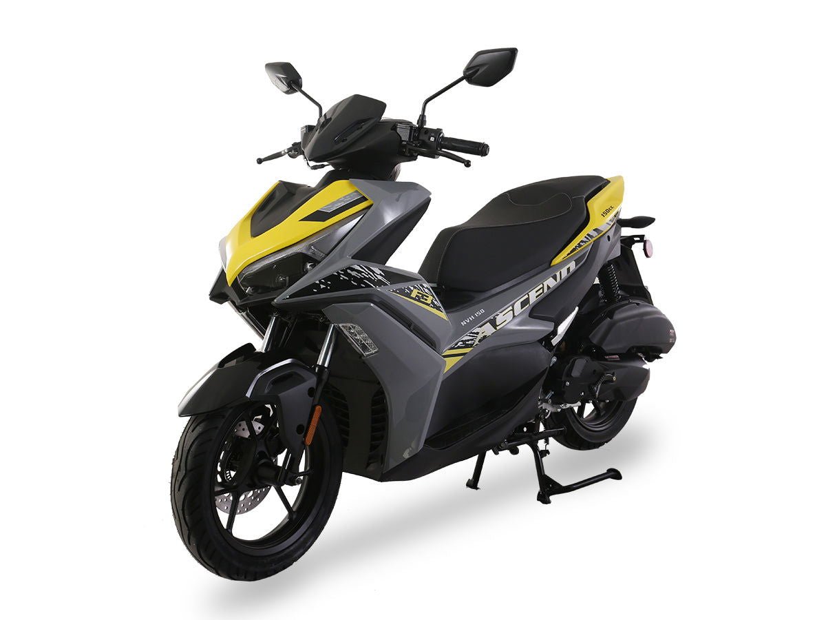 Ascend F3 150cc Street Scooter, Automatic Shifting, Hydraulic Disc Brakes, 14 inch Aluminum Wheels, Digital Speedometers - White