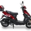 Ascend R-2 50cc Street Scooter, Automatic, Front Disc Brake, LED Headlight, Trunk Included, 50 State Legal - Metallic Red