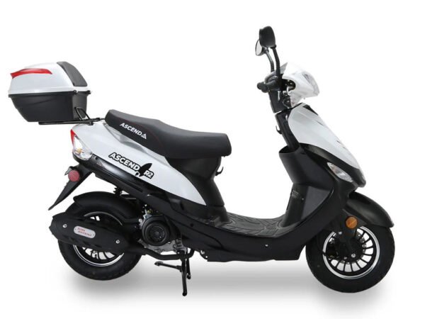 Ascend R-2 50cc Street Scooter, Automatic, Front Disc Brake, LED Headlight, Trunk Included, 50 State Legal - Metallic Red