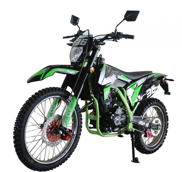 Broncho 300 Dual Sport Dirt Bike, 5-Speed Manual, Electric Start, (21/18) Wheels - Green