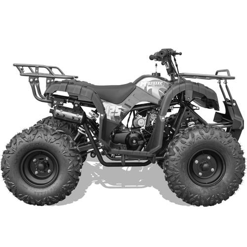 Bull Kids Gas Powered ATV, Electric Start 125cc 4-Stroke, Automatic with Reverse, Ages 12 and up - Black