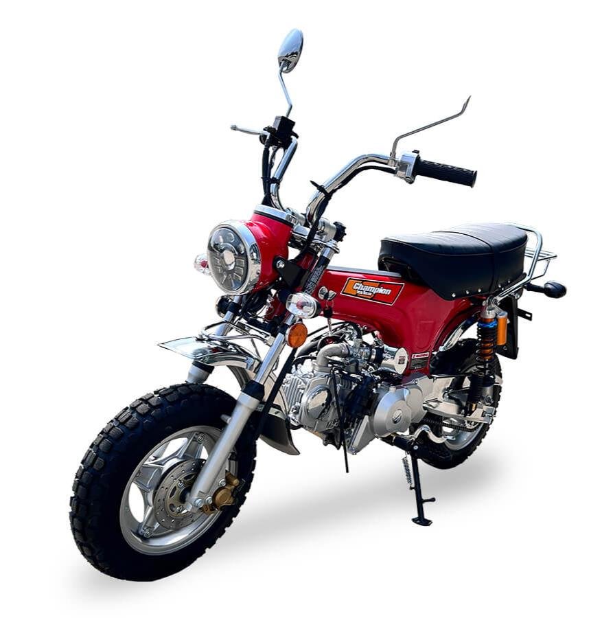 Champion DLX 125cc Retro Motorcycle, 4-speed semi-automatic, 10-inch Wheels, 50 State Legal, Upgraded LED Headlight, Digital Speedometer - Metallic Red