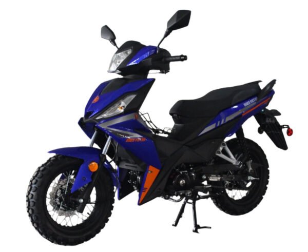 Cross 125RTF Off-Road Scooter, 4-Speed Semi-Auto, 13-inch Wheels, Enduro Tires - Blue