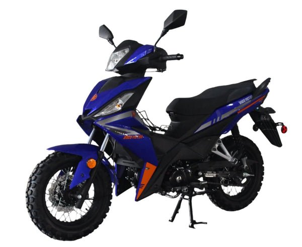 Cross 125RTF Off-Road Scooter, 4-Speed Semi-Auto, 13-inch Wheels, Enduro Tires - Blue