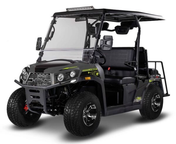 E-Rover DLX Electric Golf Cart, Lithium Battery, Deluxe Alloy Wheels, Digital Dashboard, Windshield Included - Grey