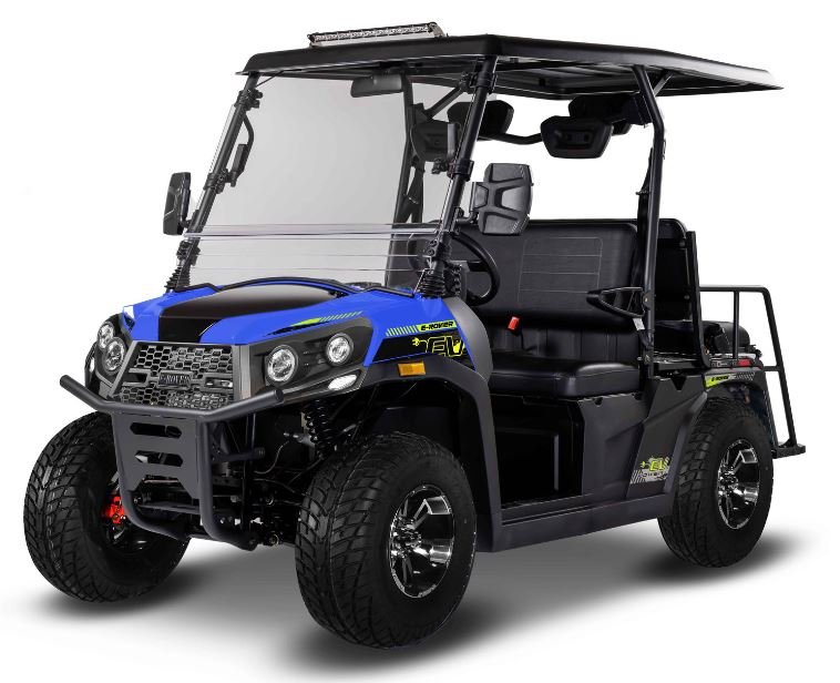E-Rover Electric Golf Cart, Deluxe Alloy Wheels, Windshield Included - White
