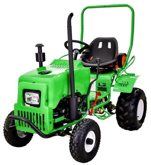 Kids Gas Mini Tractor, 125cc Engine with Electric Start, Automatic with Reverse, Ages 12 and up - Green