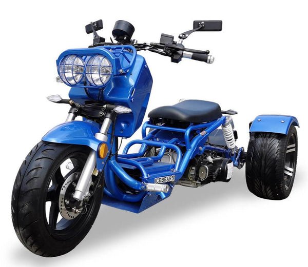 Maddog 150cc Street Trike, Automatic, Disc Brakes, 14 inch Aluminum Rear Wheels - Blue