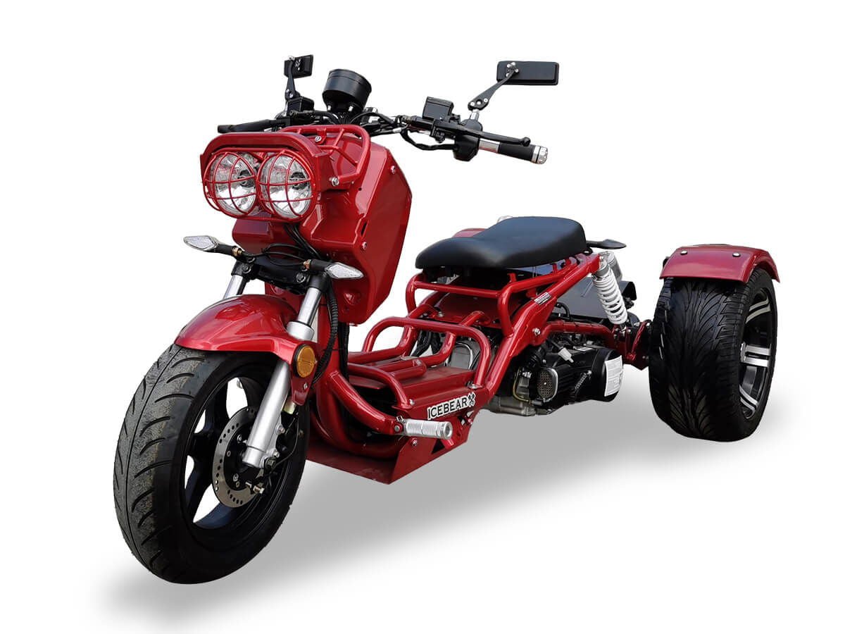 Maddog 50cc Street Trike, Automatic, Disc Brakes, 14 inch Aluminum Rear Wheels - Black