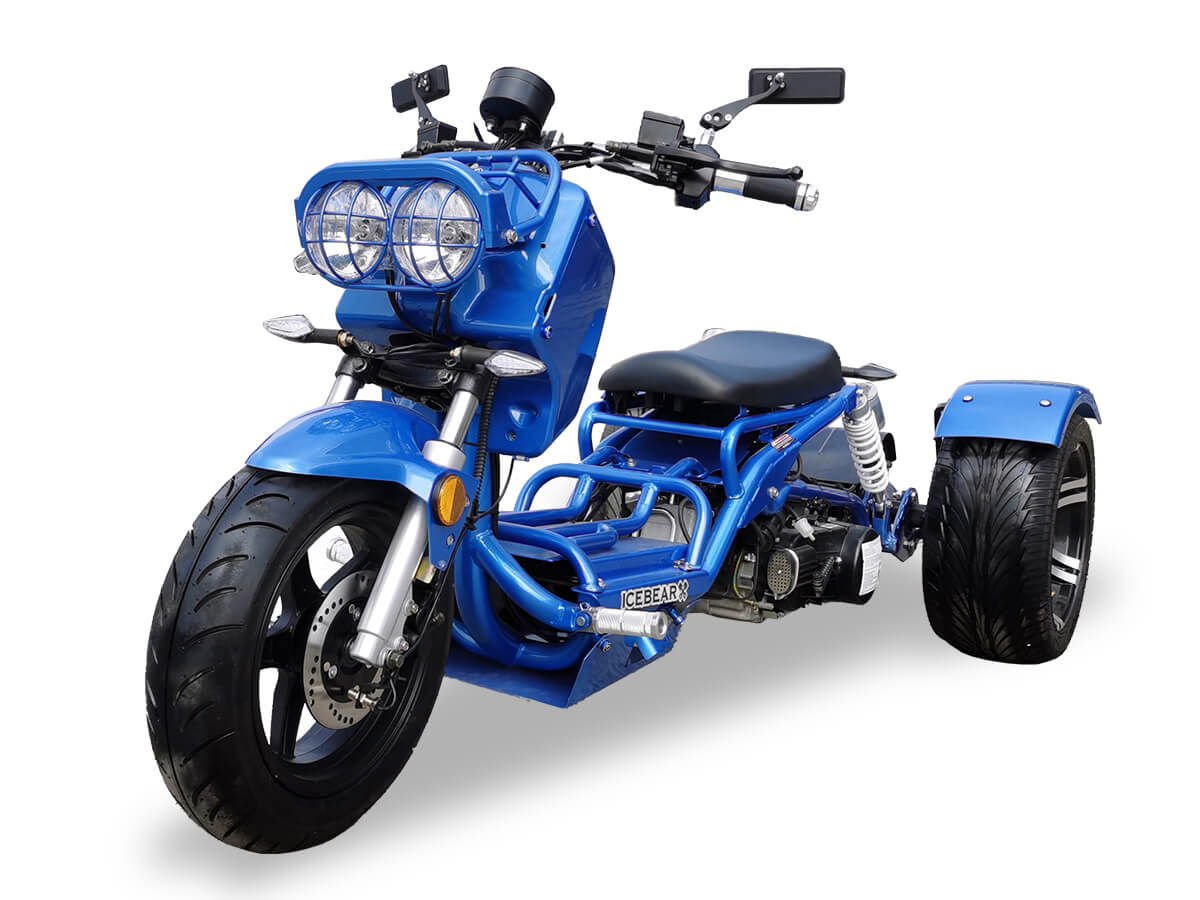 Maddog 50cc Street Trike, Automatic, Disc Brakes, 14 inch Aluminum Rear Wheels - Black
