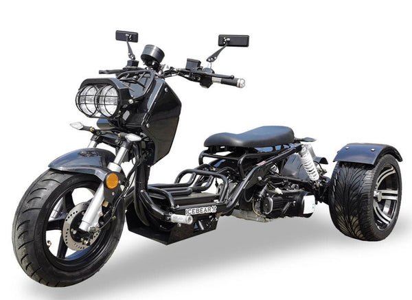 Maddog 50cc Street Trike, Automatic, Disc Brakes, 14 inch Aluminum Rear Wheels - Black