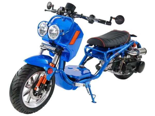 Maddog Gen IV 50cc Street Scooter, Automatic, Front Disc Brake, 12 inch Aluminum Wheels, LED Lights, Digital Speedometer - Metallic Burgundy