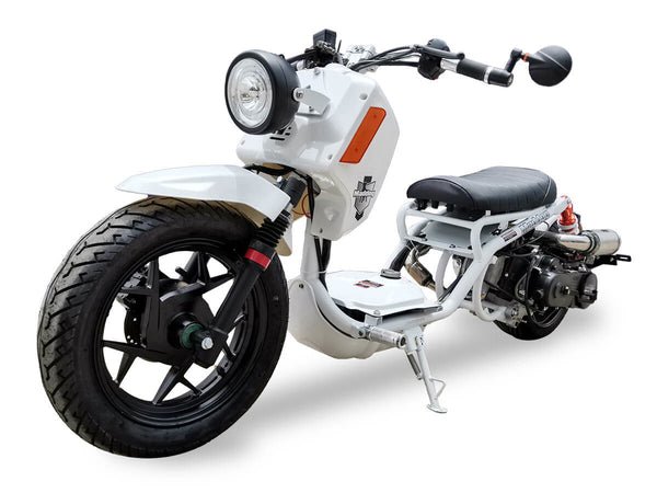 Maddog Gen V 50cc Street Scooter, Automatic, Front Disc Brake, 14 inch Aluminum Wheels, Digital Speedometer, LED Lights - Metallic White