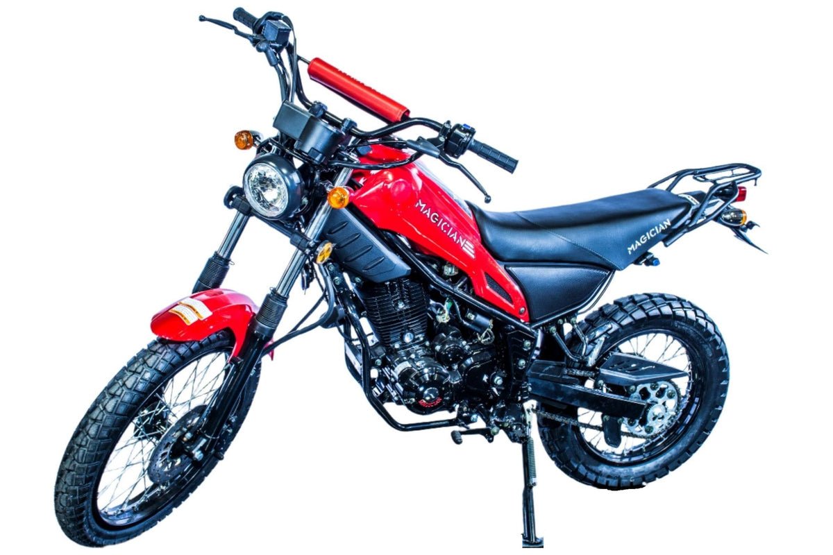 Magician 250 Enduro Bike, 5-Speed Manual, Electric Start, (19/16) Wheels - Red