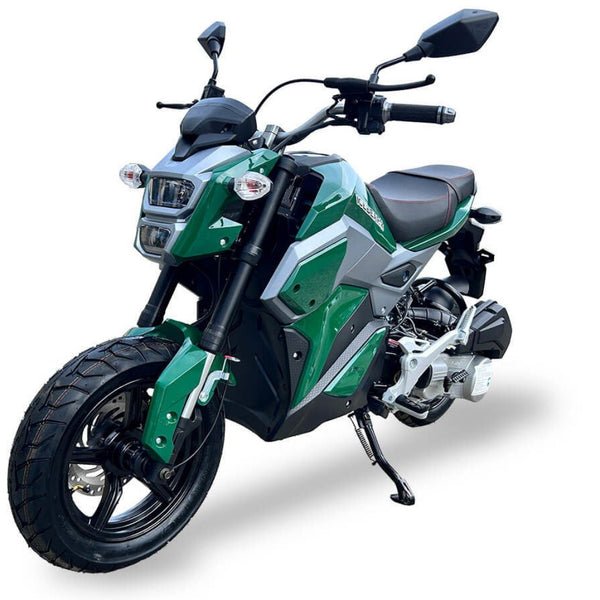 Mini Max 150cc Motorcycle, Automatic, Front Disc Brake, 12 inch Aluminum Wheels, LED Lights, Digital Speedometer, 50 State Legal - Metallic Green