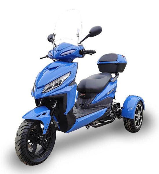 Mojo 150cc Street Trike, Automatic, Disc Brakes, Aluminum Wheels, Trunk and Windshield Included - Metallic Blue