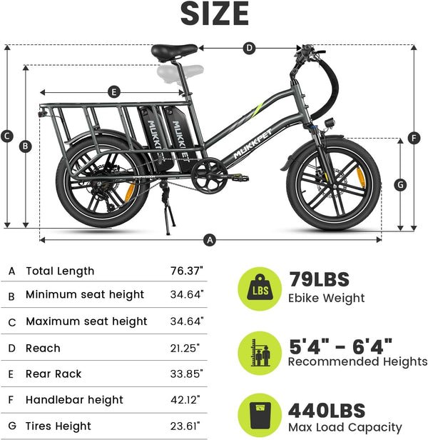 Mukkpet Stepwagon 48V Dual-Battery Step-Thru Cargo Utility Electric Bike