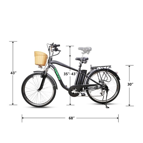 Nakto Camel City 26” Men’s Cruiser Electric Bike 250W 36V With Basket