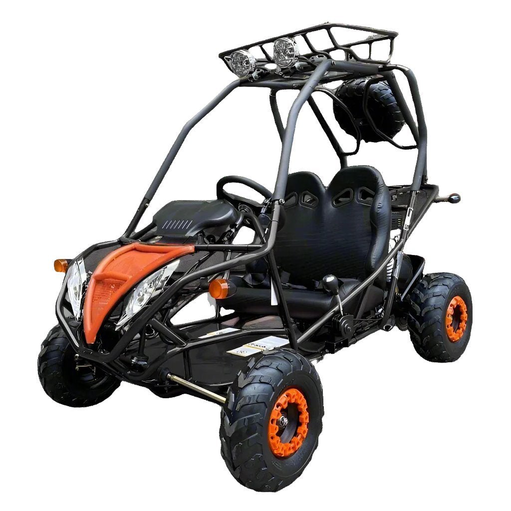 PGO 200GVA Kids Gas Go Kart, 6.5hp 196cc engine with Electric Start, Automatic Torque Converter with Reverse, Kids Ages 7-12 - Blue