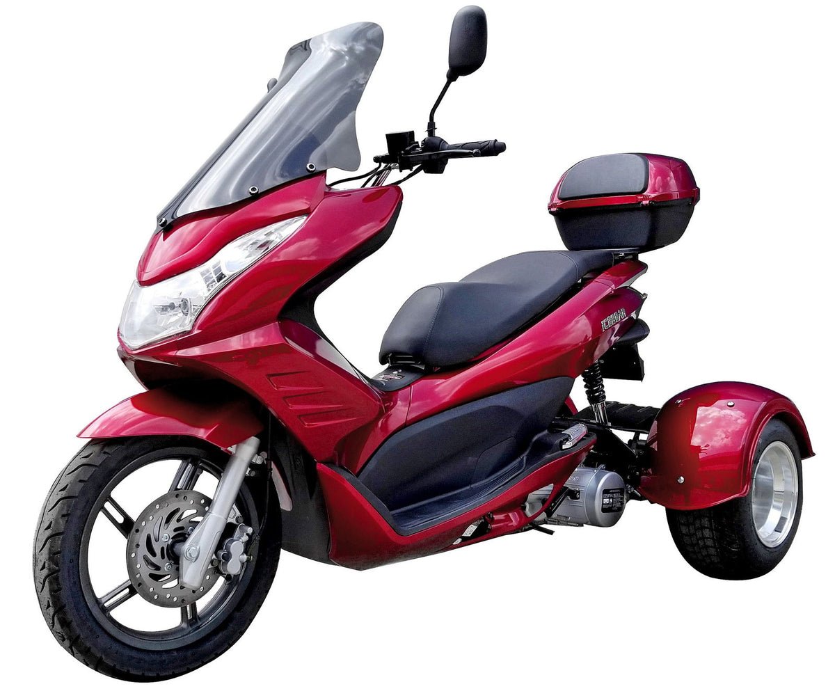 Q6 50cc Trike, Automatic Shifting, Full Wind Screen, Locking Trunk - White