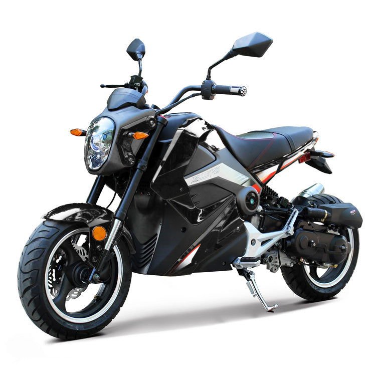 Rocker 50cc Motorcycle, Automatic Shifting, Front Disc Brake, 13-inch Alloy Wheels - White