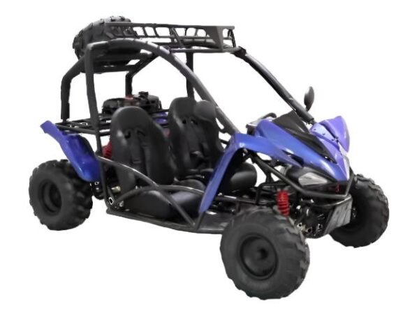 Shark 125cc Mid-Size Kids Go Kart, Electric Start, 3-Speed Semi-Automatic with Reverse, Ages 12 and up - Blue