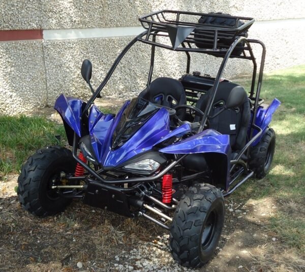 Shark 125cc Mid-Size Kids Go Kart, Electric Start, 3-Speed Semi-Automatic with Reverse, Ages 12 and up - Blue