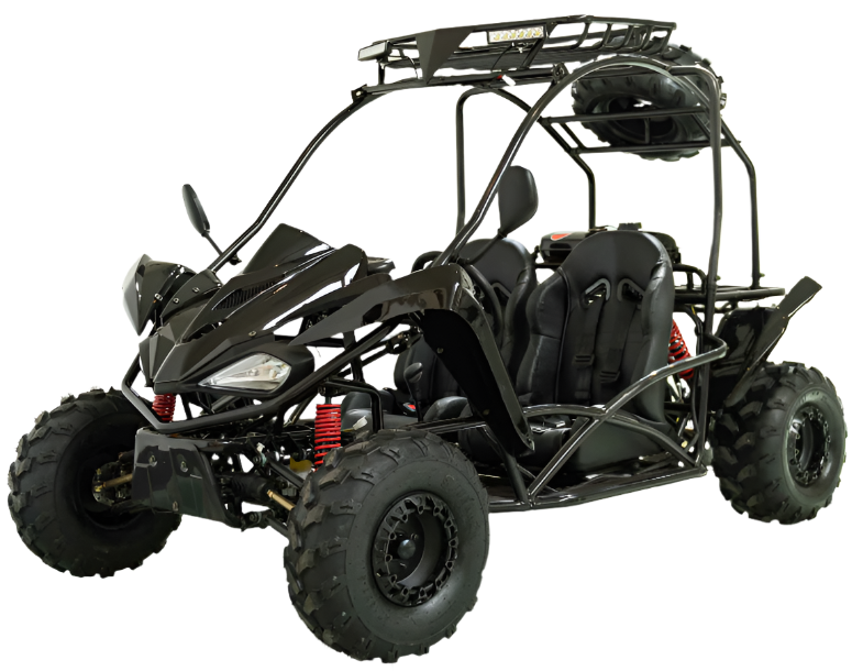 Shark DLX 125cc Mid-Size Kids Go Kart, Electric Start, 3-Speed Semi-Automatic with Reverse, Ages 12 and up - Black