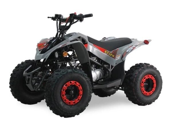 SYX 125cc Kids Sport ATV, 3-Speed Semi-automatic with Reverse, Ages 9-12 - Grey/Red