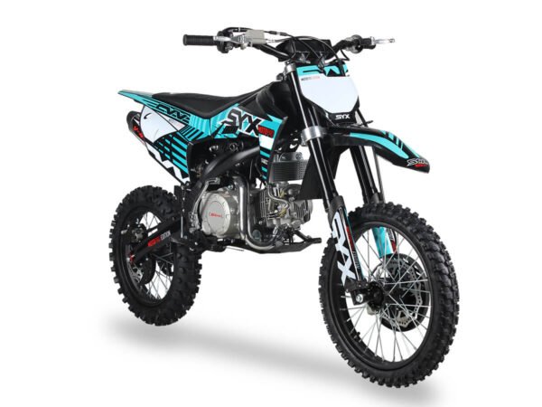 SYX Moto Pro 140cc 4-Stroke Gas Dirt Bike 4-Speed Manual Electric Start (17/14), Ages 16 and up - Teal/Black