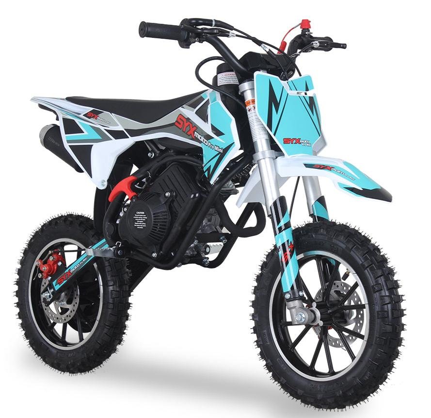 SYX Moto Pro Mini 50cc Kids Dirt Bike, 4-Stroke Pull Start, Automatic Shifting, Ages 6 and up - Black/Grey