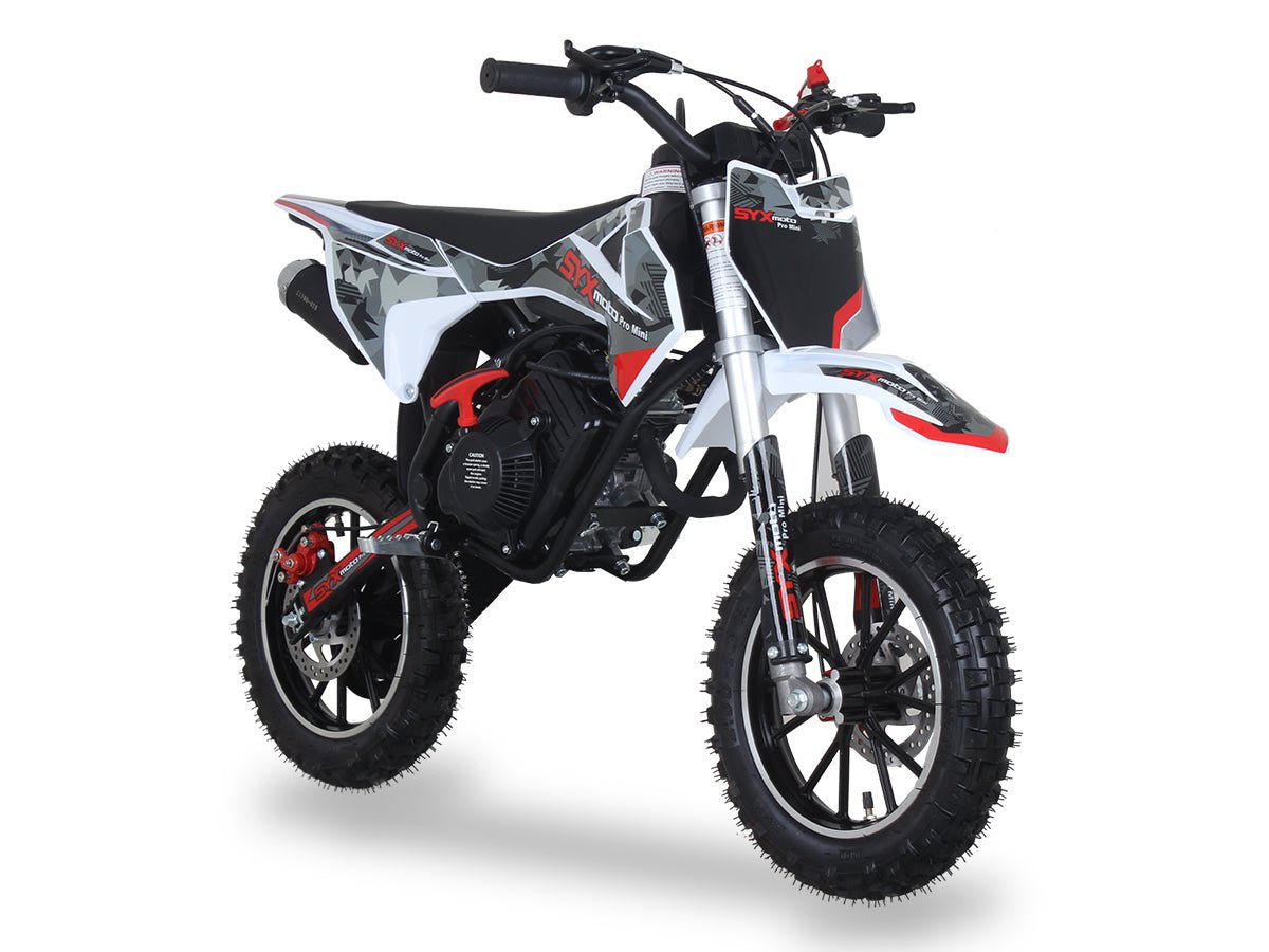 SYX Moto Pro Mini 50cc Kids Dirt Bike, 4-Stroke Pull Start, Automatic Shifting, Ages 6 and up - Black/Grey