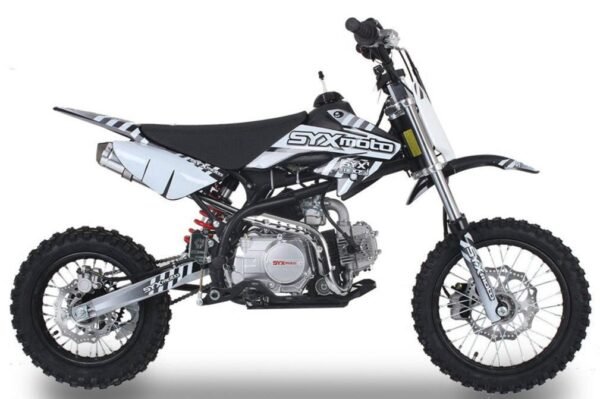 SYX Moto Roost 125cc Pit Bike, Electric Start, Automatic Shifting, (14/12) Wheels, Ages 12 and up - Black/White