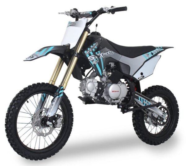 SYX Moto Whip 125cc Pit Bike, Kick Start, 4-Speed Manual Shifting, (17/14) Wheels, Ages 12 and up - Black/Blue