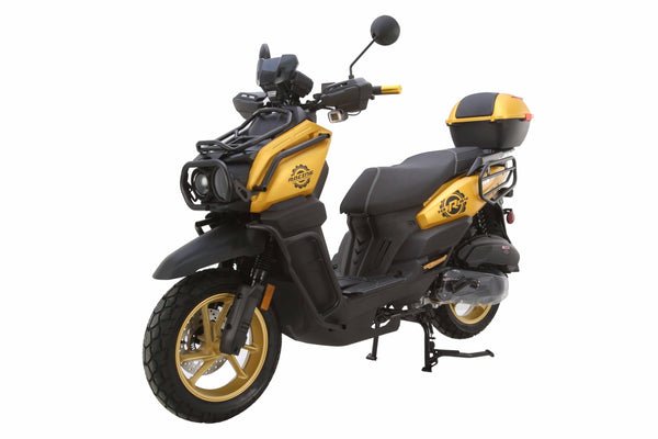 Tank 200 Street Scooter, Automatic Shifting, Full Disc Brakes, 13-inch Wheels, LED Lights - Yellow