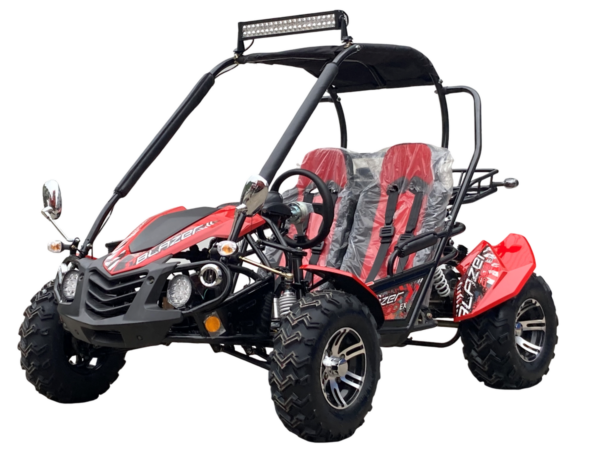 TrailMaster Blazer 200EX EFI Buggy Go Kart, LED Light Bar, Windshield Included - Red